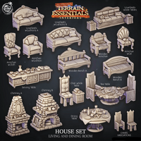 3D Printed Cast n Play House Set Living and Dining Room Terrain Essentials 28mm 32mm D&D