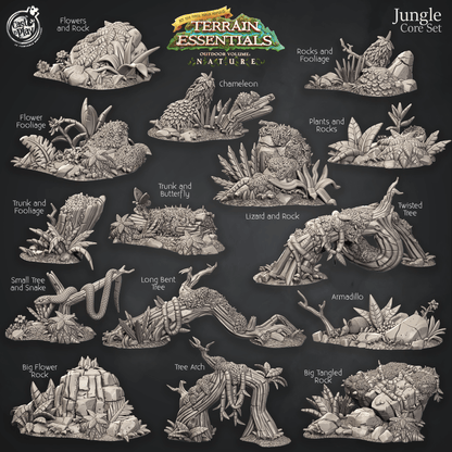 3D Printed Cast n Play Jungle Core Set Jungle Terrain Set Terrain Essentials Nature 28mm 32mm D&D
