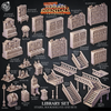 3D Printed Cast n Play Library Stairs, Bookshelves and Bits Terrain Essentials 28mm 32mm D&D