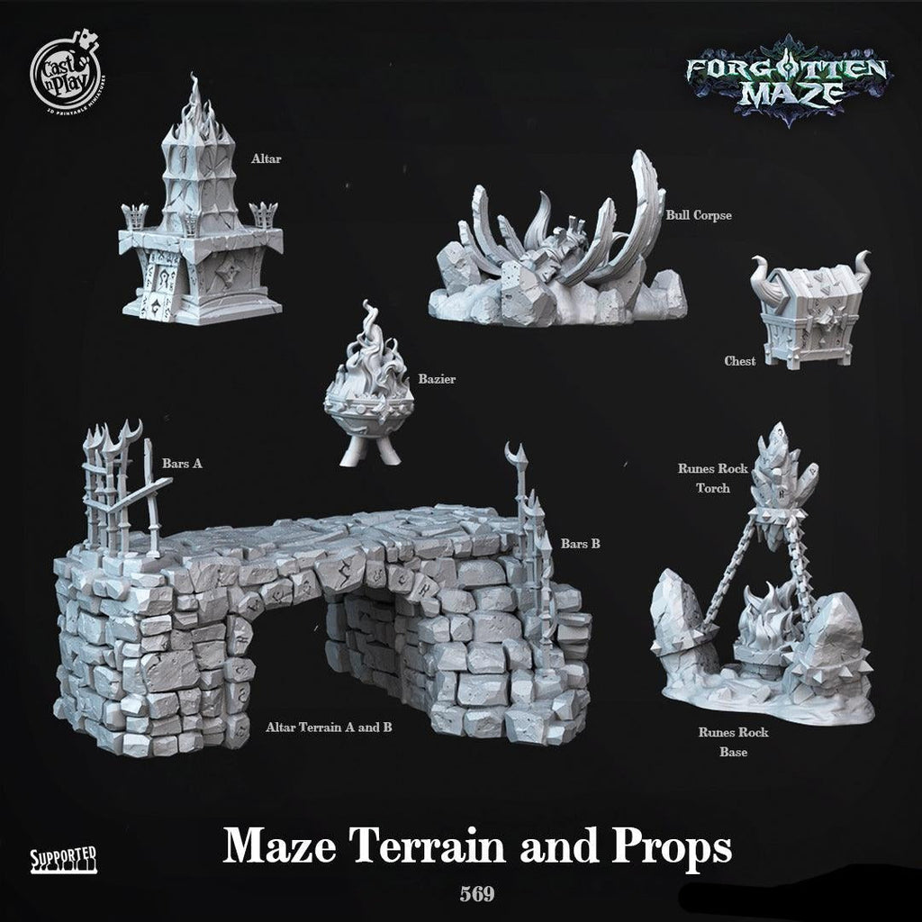 3D Printed Cast n Play Maze Terrain and Props Forgotten Maze 28mm 32mm D&D