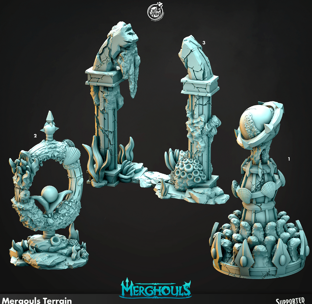 3D Printed Cast n Play Merghouls Merghouls Terrain 28mm 32mm D&D