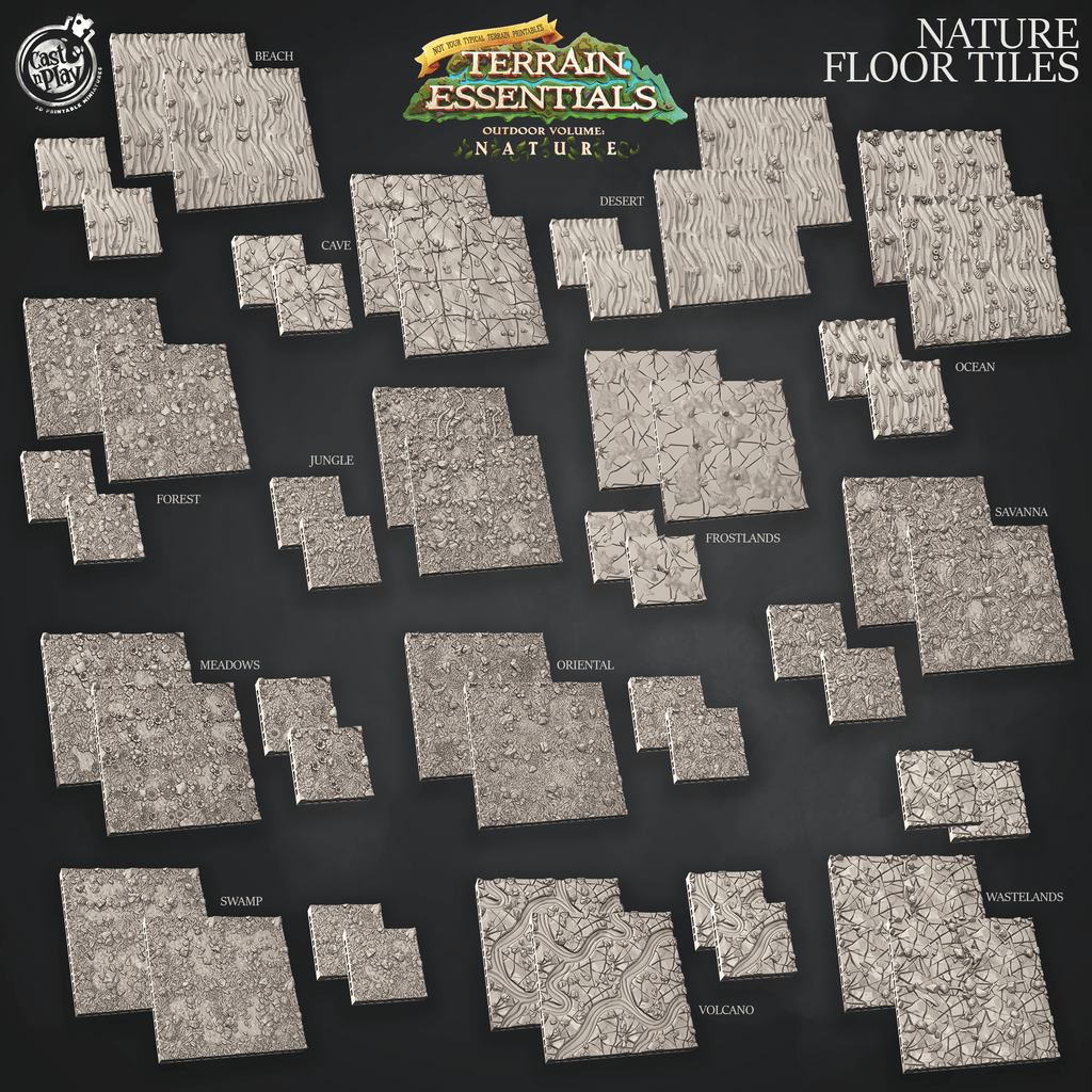3D Printed Cast n Play Nature Floor Tiles Set Terrain Essentials Nature 28mm 32mm D&D