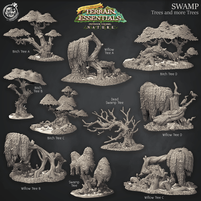 3D Printed Cast n Play Swamp Terrain Trees and more Trees Set Terrain Essentials Nature 28mm 32mm D&D