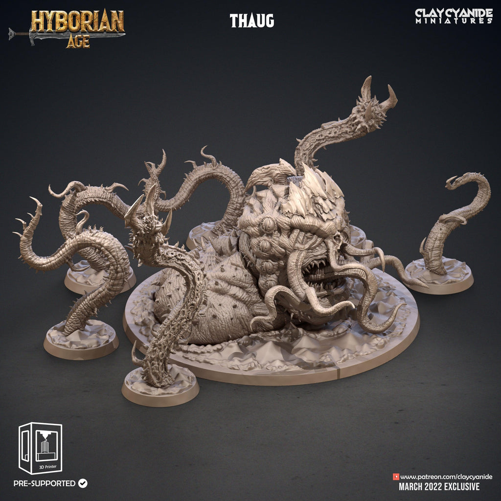 3D Printed Clay Cyanide Thaug Tentacle Monster Hyborean Age 28mm -32mm Ragnarok D&D