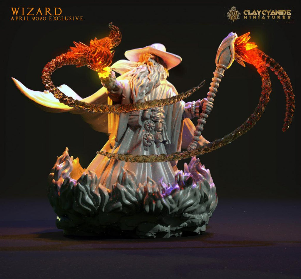 3D Printed Clay Cyanide Wizard Ragnarok D&D