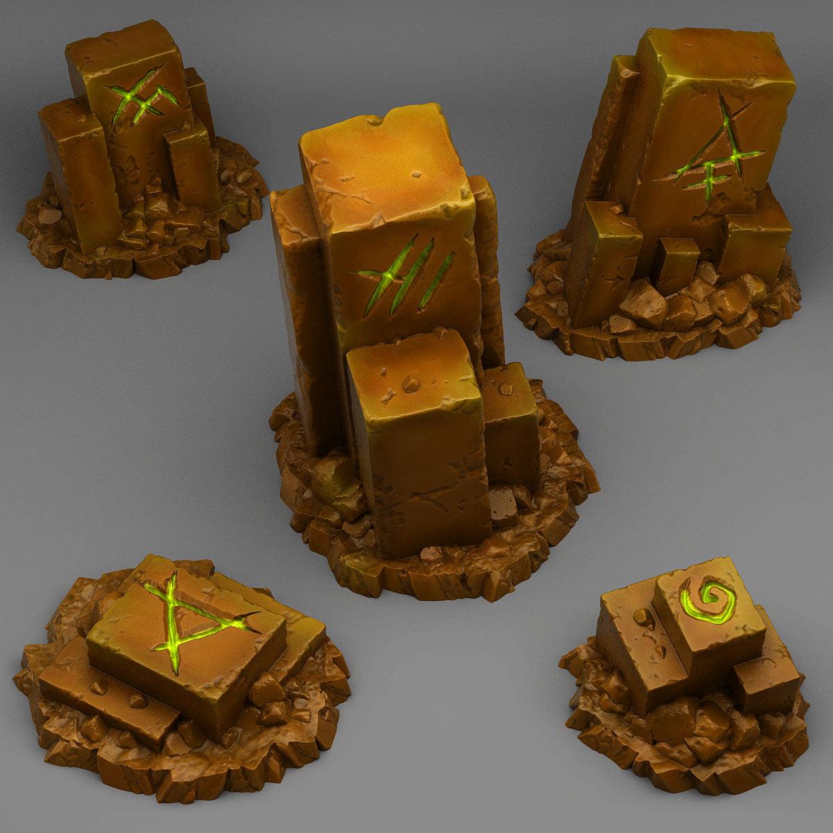 3D Printed Fantastic Plants and Rocks Ancient Magic Stones 28mm - 32mm D&D Wargaming