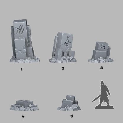 3D Printed Fantastic Plants and Rocks Ancient Magic Stones 28mm - 32mm D&D Wargaming