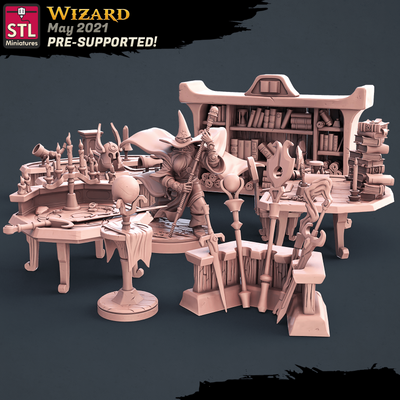 3D Printed STL Miniatures Wizard Set 28 - 32mm War Gaming D&D