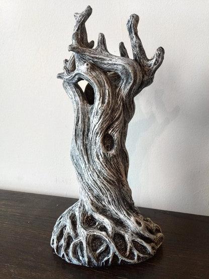 Tree Vase, White Finish | Unique Woodland Rustic Home Decor | Resin Sculpture Flower Vase, Nature Gift and Earthy Home Decor