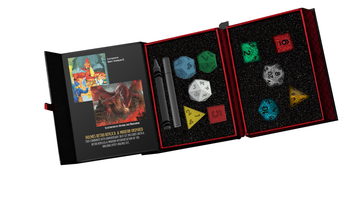 D&D 50th Anniversary Then/Now Dice Set - Vintage & Modern Official Licensed