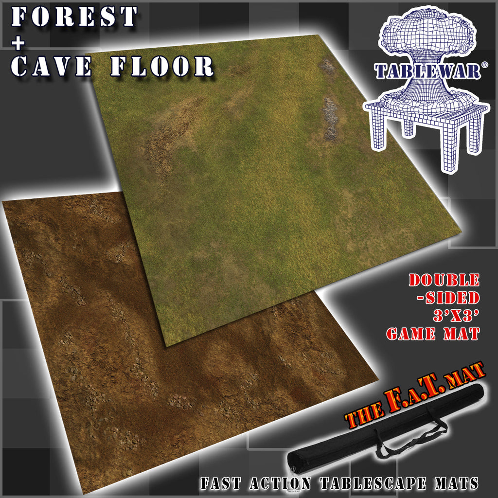 3x3' Double-Sided 'Forest + Cave Floor' F.A.T. Mat Battle Gaming Mat