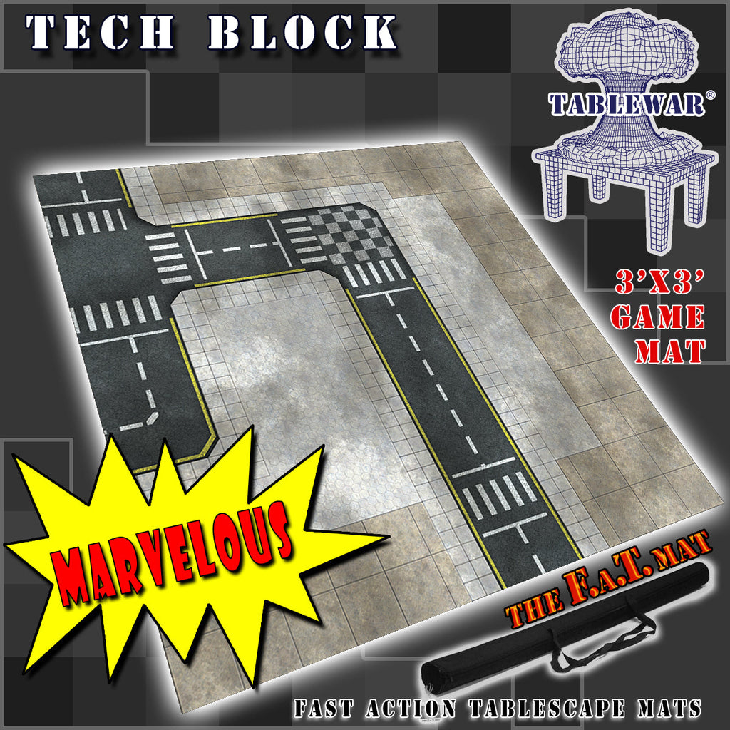 3x3 'Tech Block' v2 F.A.T. Mat Battle Gaming Mat – Open Gaming Store