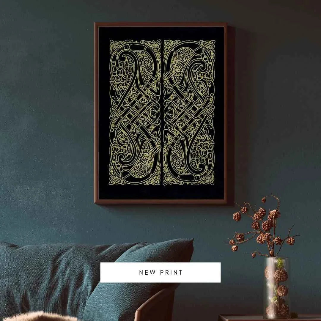 Celtic Knot Intertwined Birds Fine Art Print Book of Kells