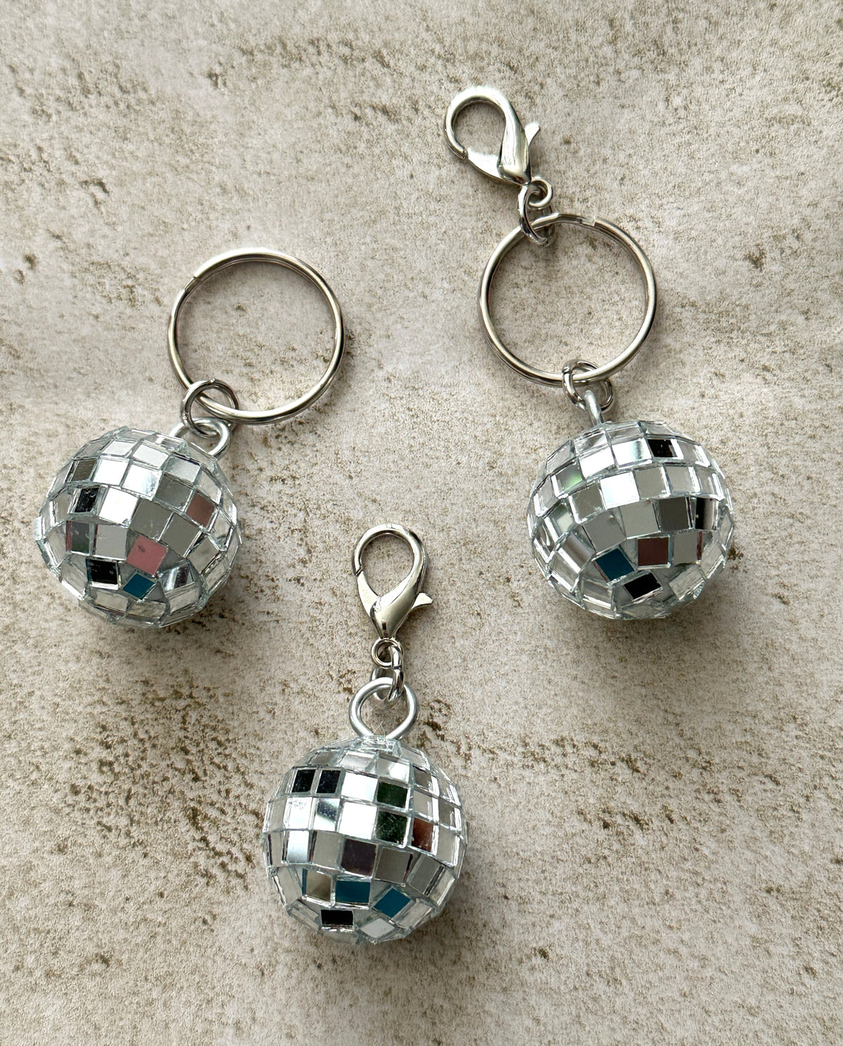Retro Disco Ball Zipper Pull Bag Charm Keychain