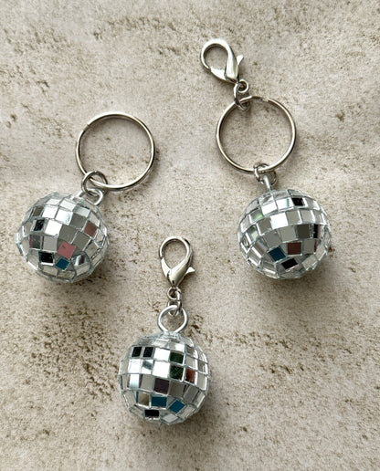 Retro Disco Ball Zipper Pull Bag Charm Keychain