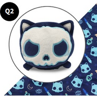 TeeTurtle Skull Cat Plushie Tote Bag: (Dark Blue)