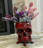 Human Skull Planter Blood Red Finish, Hand Painted Resin Sculpture | Unique Gothic Home Decor | Spooky Art Gift and Gothic Home Decor