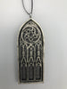 Gothic Cathedral Arch Ornament, Pewter Finish | Unique Gothic Home Decor | Resin Medieval Architecture, Gothic Ornament Holiday Decor
