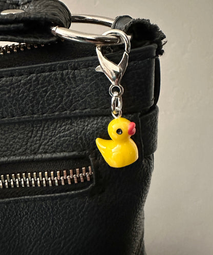 Yellow Rubber Duck Zipper Pull Bag Charm Keychain