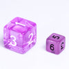 Purple Glow 7-Dice Mini-Dice RPG Set w/Black Numbers Miniature Dice
