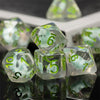 Dinosaur on Glitter 7-Dice Set w/Green Numbers Dnd Dice Set