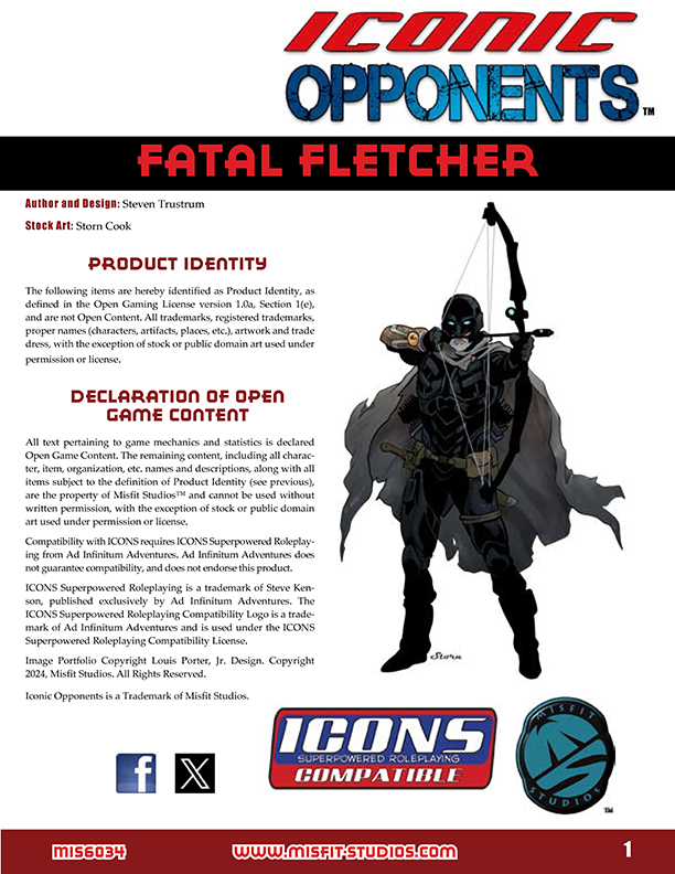 Iconic Opponents: Fatal Fletcher for the Icons RPG – Open Gaming Store