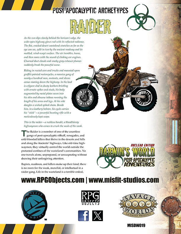 Raider Post-Apocalyptic Archetype for Darwin's World, Nuclear Edition