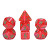 Glitter Red 7-Dice Mini-Dice RPG Set w/Green Numbers Miniature Dice