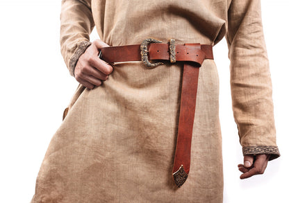 Norse Linen Tunic - Hand-Woven Viking Medieval Tunic with Embroidery