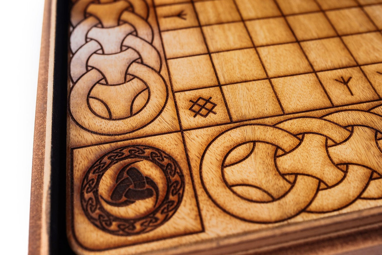 Hnefatafl Viking Chess Set - Handcrafted Teakwood Board with Ox-Bone Pieces