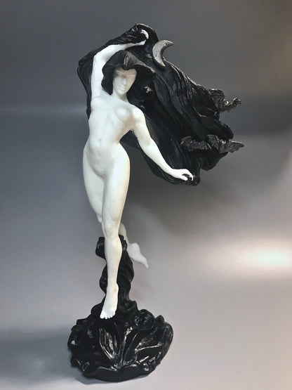Nyx, the Goddess of the Night Statue, B&W Finish | Mythological Deities Figurine | Myths and Legends Character| Mythic Art for Gothic Decor