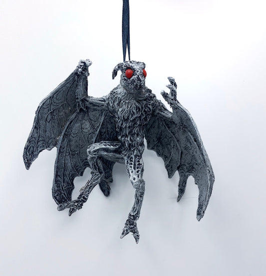 Mothman Ornament, Hand Painted Resin Sculpture | Cryptozoology Creature Figurine | Urban Legend Moth Man Monster Ornament, Horror Art Decor
