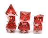 Translucent Red on Opaque White w/Foil Flakes 7-Dice Set Resin Sharp Edge RPG DND