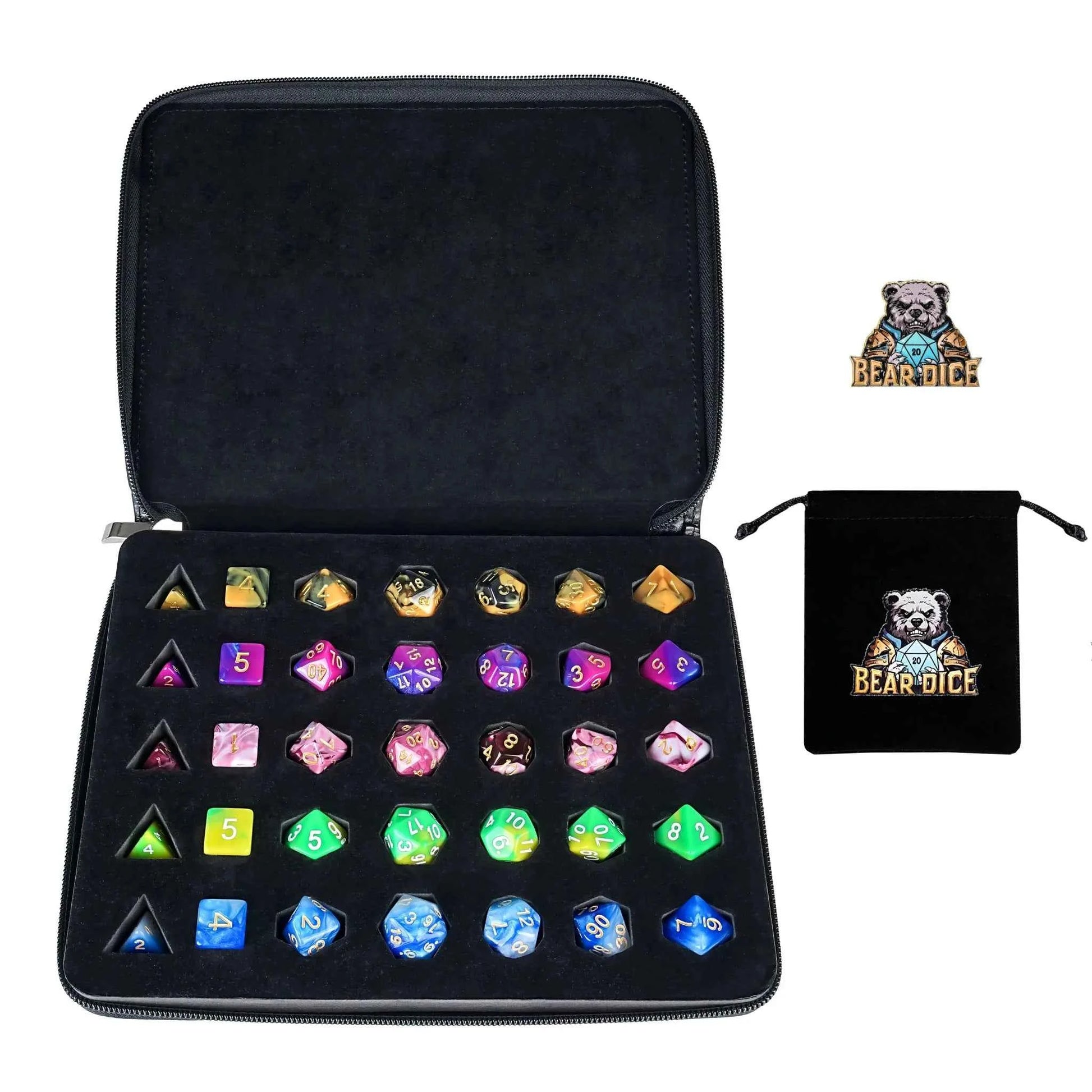 5-Piece Acrylic DND Dice Set with Storage Case (Dice Bag Included)