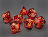 Red Sunken Skull Inclusion 7-Dice Set Resin Sharp Edge RPG DND