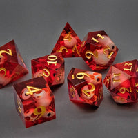 Red Sunken Skull Inclusion 7-Dice Set Resin Sharp Edge RPG DND