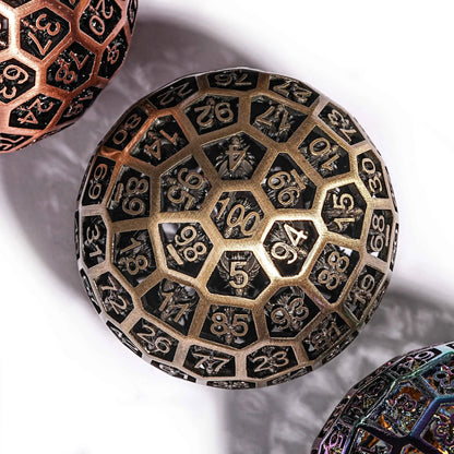 50mm Mystery Tap Bronze D100 Metal DND Dice