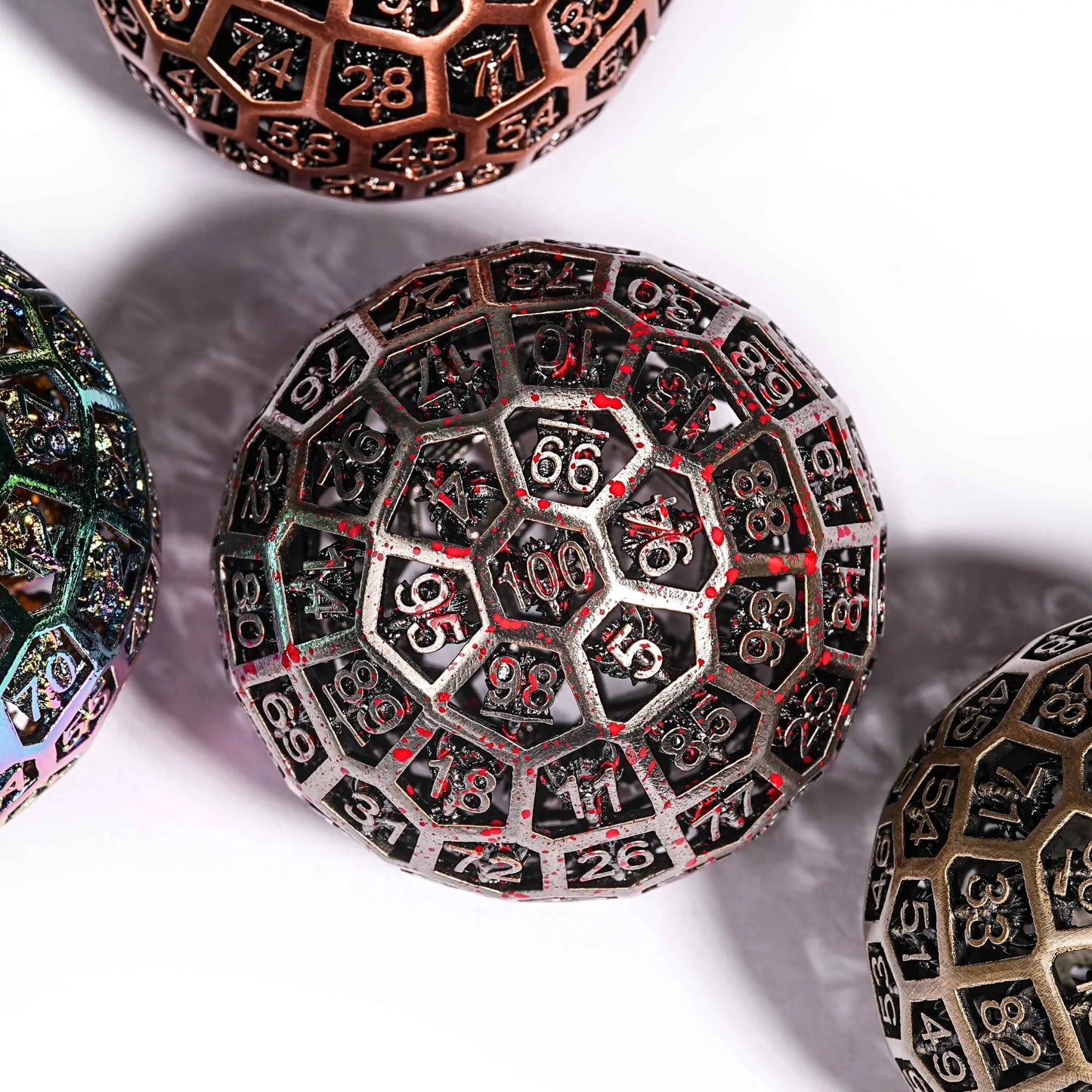 50mm Spherical Skeleton Bloodstain Creative D100 Metal Dice