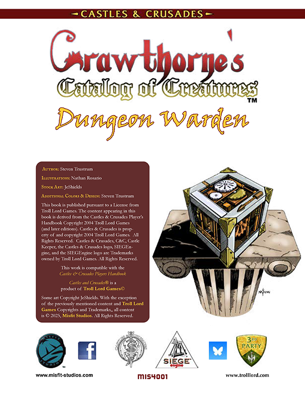 Castles & Crusades Crawthorne's Catalog of Creatures Dungeon Warden