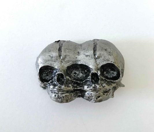 Conjoined Twins Skull  Magnet, Hand Painted Resin Sculpture | Gothic Fantasy Decor | Conjoined Skull Magnet for Fantasy and Gothic Decor