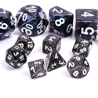 Black Glitter 7-Dice Mini-Dice RPG Set w/White Numbers Miniature Dice