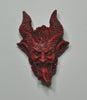 Krampus Magnet, Hand Painted Resin Sculpture | Mythic Fantasy Decor | Krampus Head Magnet for Dark Fantasy and Gothic Decor