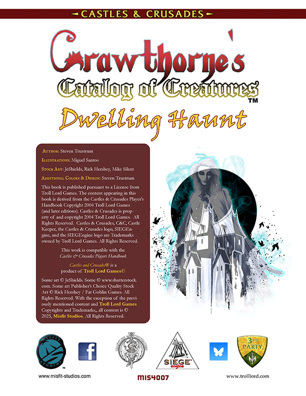 Castles & Crusades Crawthorne's Catalog of Creatures: Dwelling Haunt