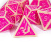 Off-White with Pink Irregular Pattern Fill: 7-Piece Acrylic Dice Set