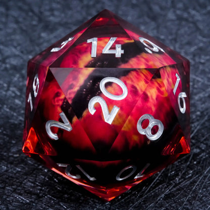 55mm Giant D20 Dice Resin Liquid Core Dragon Eye RPG Dice