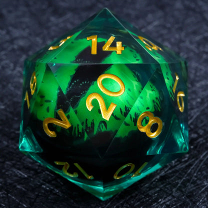 55mm Giant D20 Dice Resin Liquid Core Dragon Eye RPG Dice
