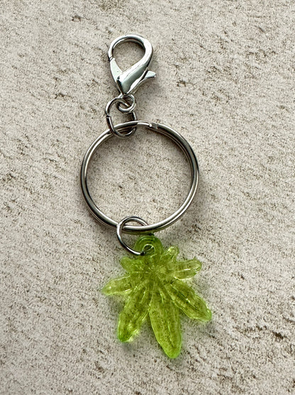 Cannabis Leaf Keychain, Weed Marijuana Stoner Bag Charm Keychain
