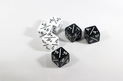 White & Black D6 MTG +1 & -1 Counter Dice - 6 Pack - Magic: The Gathering DnD