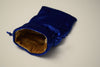 Large Blue Velvet Gift Bag RPG Game Dice Bag w/ GOLD Velvet Lining Counter Pouch