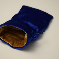 Large Blue Velvet Gift Bag RPG Game Dice Bag w/ GOLD Velvet Lining Counter Pouch